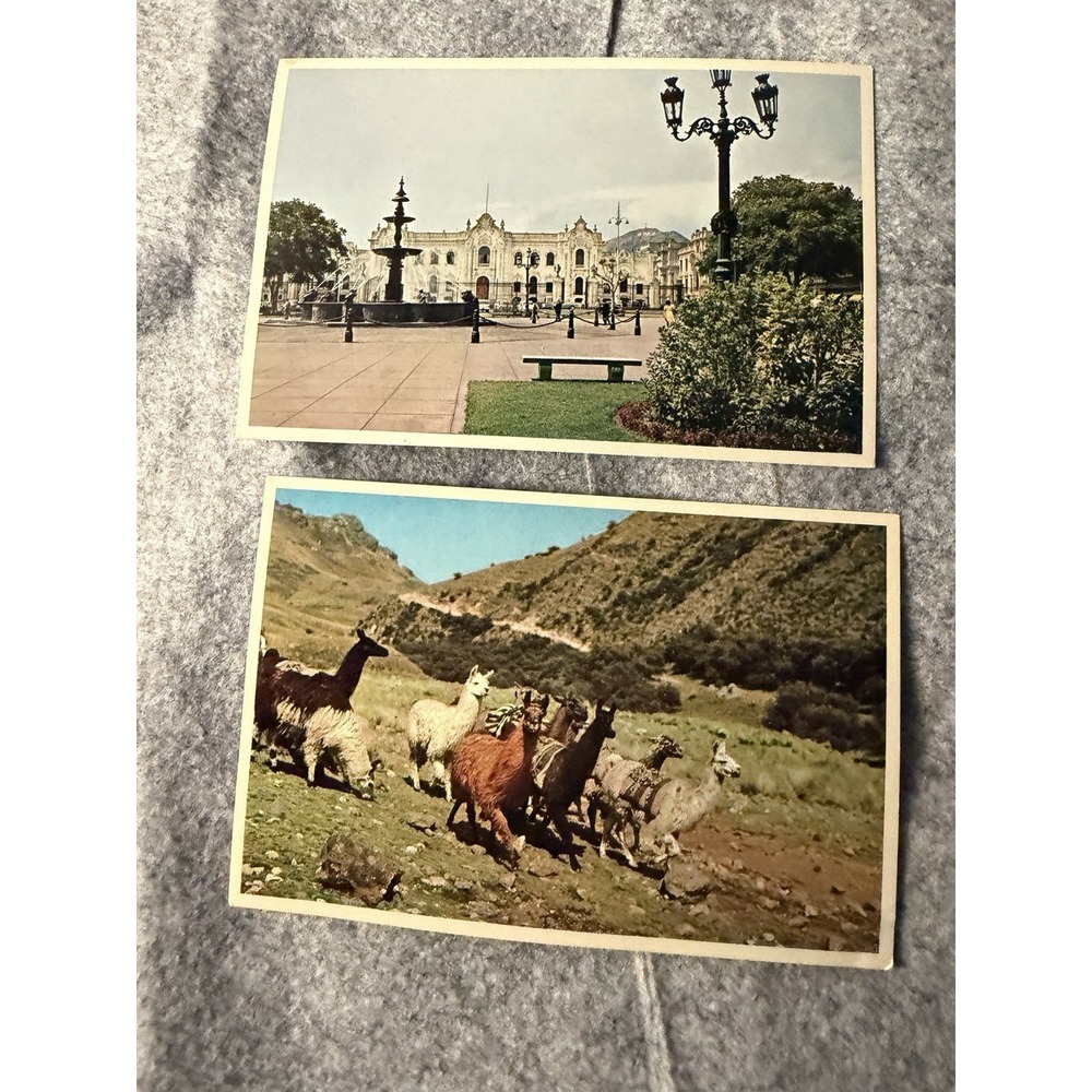 Vintage 1970s destination vacation Lima‎ Peru peruvian postcards lot of 2
